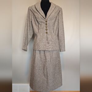 Vintage Handmade Brown Skirt Suit Set